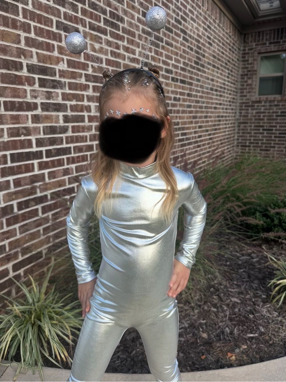 Girls Metallic Silver Stretch Jumpsuit